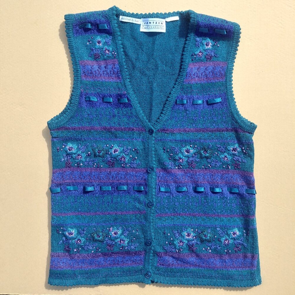 Jantzen Blue and Purple Knit Vest